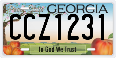 GA license plate CCZ1231