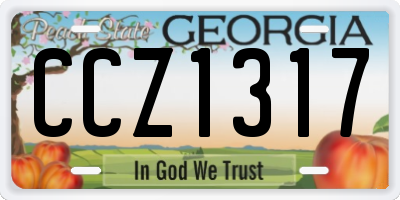GA license plate CCZ1317