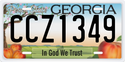 GA license plate CCZ1349