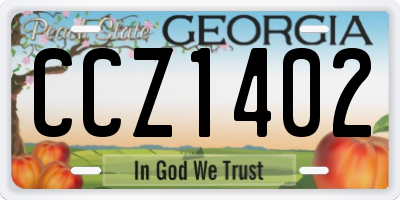 GA license plate CCZ1402