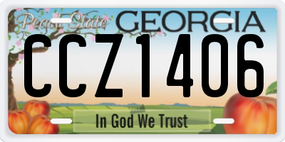 GA license plate CCZ1406