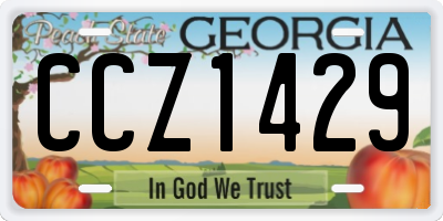 GA license plate CCZ1429