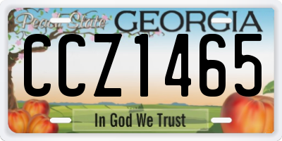 GA license plate CCZ1465