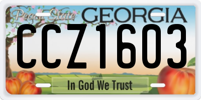 GA license plate CCZ1603