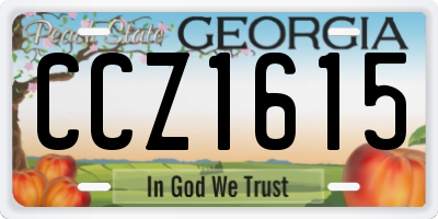 GA license plate CCZ1615