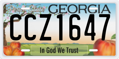 GA license plate CCZ1647