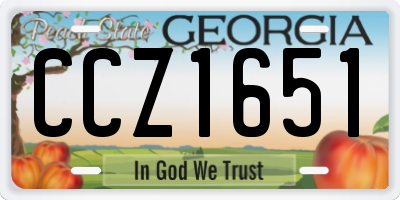 GA license plate CCZ1651