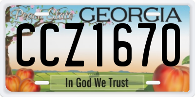 GA license plate CCZ1670