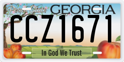 GA license plate CCZ1671