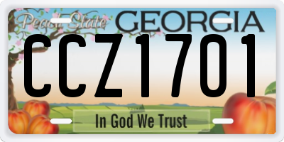 GA license plate CCZ1701