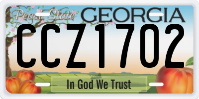 GA license plate CCZ1702