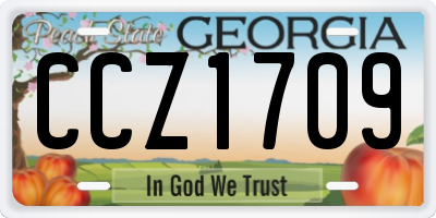 GA license plate CCZ1709