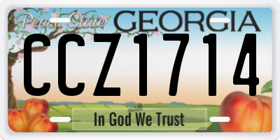 GA license plate CCZ1714