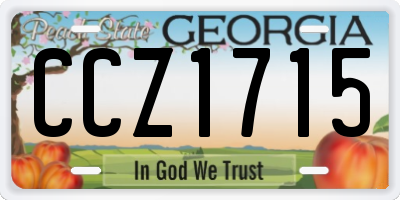 GA license plate CCZ1715