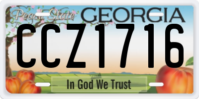 GA license plate CCZ1716
