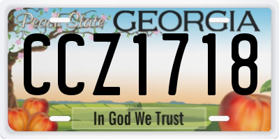 GA license plate CCZ1718