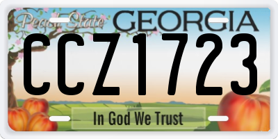 GA license plate CCZ1723