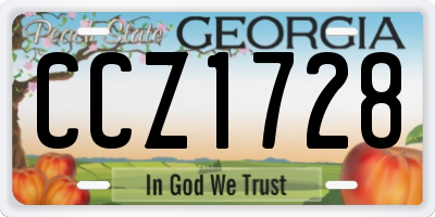 GA license plate CCZ1728