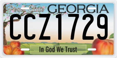 GA license plate CCZ1729