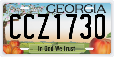 GA license plate CCZ1730