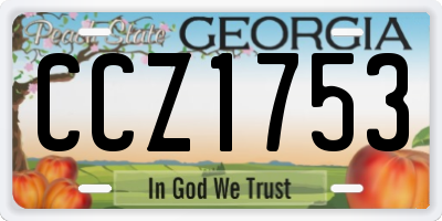 GA license plate CCZ1753