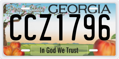 GA license plate CCZ1796