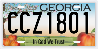 GA license plate CCZ1801