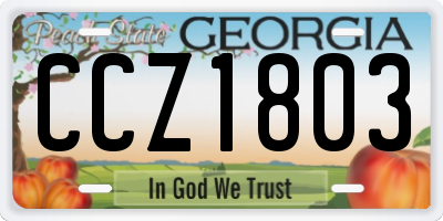 GA license plate CCZ1803