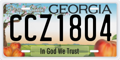 GA license plate CCZ1804