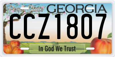 GA license plate CCZ1807
