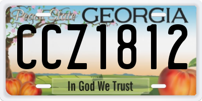 GA license plate CCZ1812