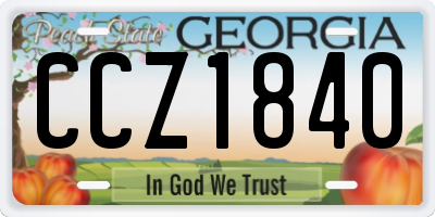 GA license plate CCZ1840