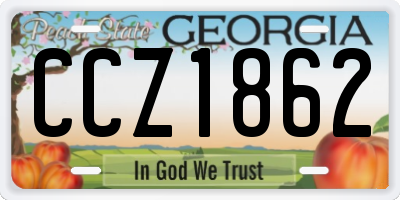 GA license plate CCZ1862