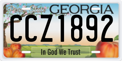 GA license plate CCZ1892