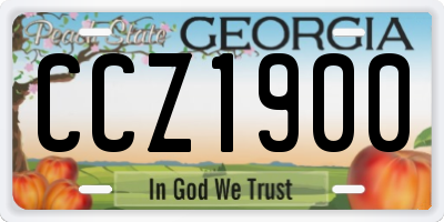 GA license plate CCZ1900