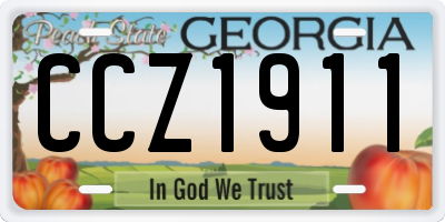 GA license plate CCZ1911