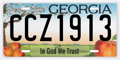 GA license plate CCZ1913