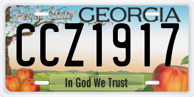 GA license plate CCZ1917