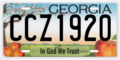 GA license plate CCZ1920