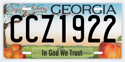 GA license plate CCZ1922
