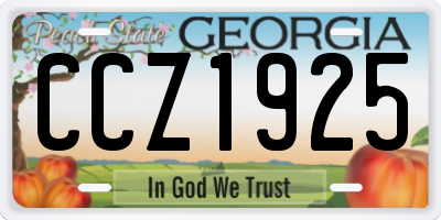 GA license plate CCZ1925