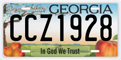 GA license plate CCZ1928