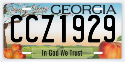GA license plate CCZ1929