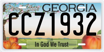 GA license plate CCZ1932