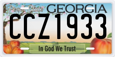 GA license plate CCZ1933
