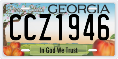 GA license plate CCZ1946
