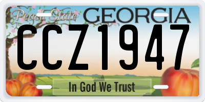 GA license plate CCZ1947
