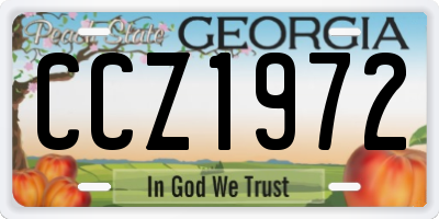 GA license plate CCZ1972