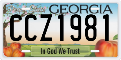 GA license plate CCZ1981