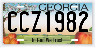 GA license plate CCZ1982